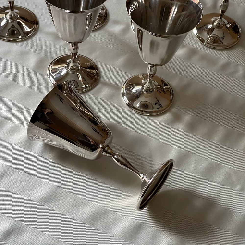 Silver plated Wine glasses Goblet Set x8 - Picture 3 of 6